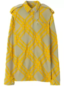 Клетчатая рубашка из смесовой шерсти BURBERRY, серый