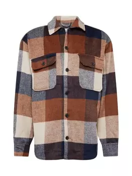 Клетчатая рубашка JACK & JONES Comfort fit Button Up Shirt JJEBradley Ollie, темно-синий