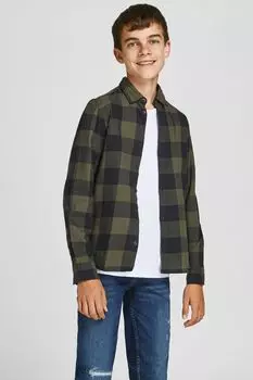 Клетчатая рубашка Jack & Jones Jack & Jones Junior, зеленый