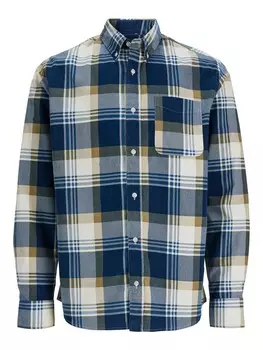 Клетчатая рубашка JACK & JONES Regular fit Button Up Shirt JPRBLUBrook, темно-синий