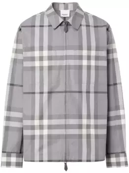 Клетчатая рубашка на молнии BURBERRY, серый