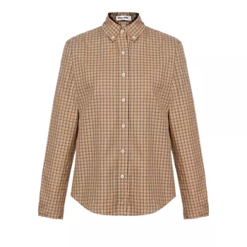 Клетчатая рубашка на пуговицах с вышитым логотипом MIU MIU, Gray Ropes