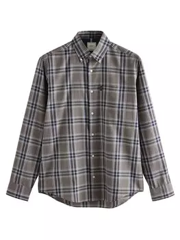 Клетчатая рубашка Next Regular fit Button Up Shirt, серо-коричневый