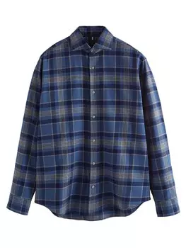 Клетчатая рубашка Next Regular fit Button Up Shirt, темно-синий