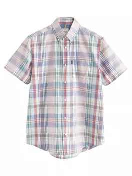 Клетчатая рубашка Next Regular fit Button Up Shirt, светло-розовый