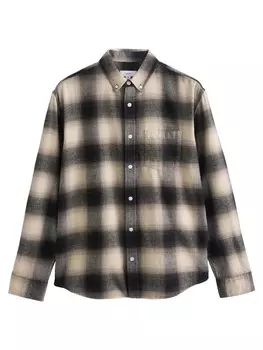 Клетчатая рубашка Next Regular fit Button Up Shirt, черный