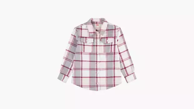 Клетчатая рубашка оверсайз для больших девочек 7–16 лет Levi's, цвет Classic Red Plum