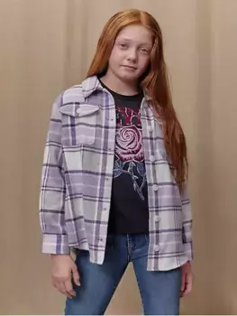 Клетчатая рубашка оверсайз для больших девочек 7–16 лет Levi's, цвет Heirloom Lilac