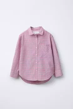 Клетчатая рубашка оверсайз ZARA, розовый