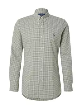 Клетчатая рубашка Polo Ralph Lauren Slim fit Button Up Shirt, оливковый