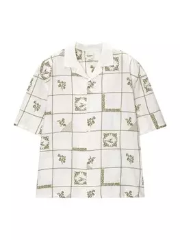 Клетчатая рубашка Pull&Bear Comfort fit Button Up Shirt, белый