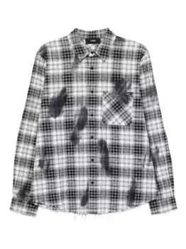 Клетчатая рубашка с бахромой AMIRI, черный