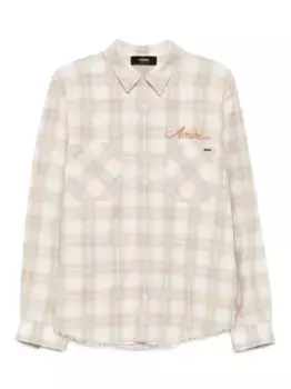 Клетчатая рубашка с бахромой AMIRI, нейтральный
