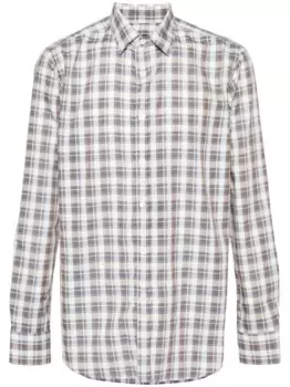 Клетчатая рубашка с длинными рукавами Canali, белый