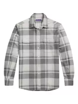Клетчатая рубашка с карманом Ralph Lauren Purple Label, серый