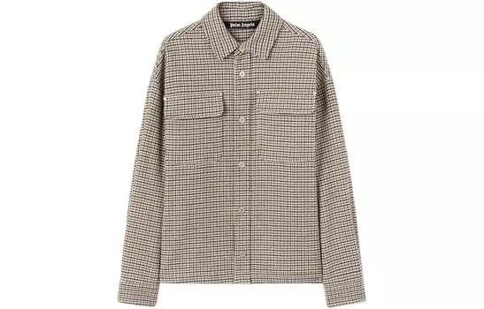 Клетчатая рубашка с логотипом Palm Angels, серый