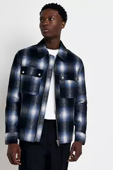 Клетчатая рубашка с начесом River Island, синий