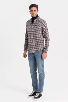 Клетчатая рубашка с нагрудным карманом Ombre, красный