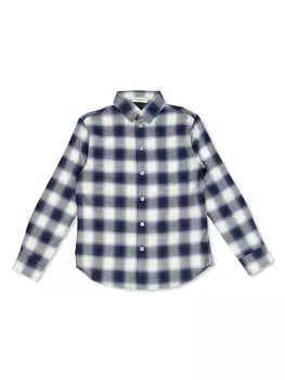Клетчатая рубашка с принтом логотипа Golden Goose Kids, синий