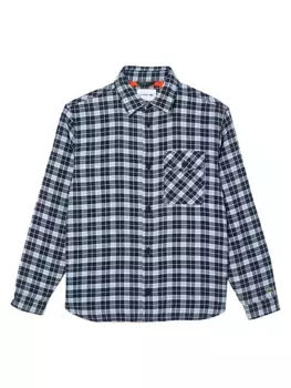 Клетчатая рубашка с вышитым логотипом Lacoste, белый