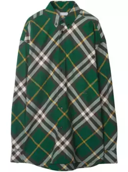 Клетчатая рубашка с вышивкой BURBERRY, зеленый