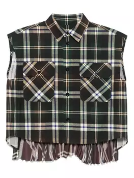 Клетчатая рубашка sacai, черный