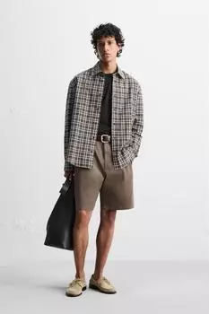 Клетчатая рубашка свободного покроя ZARA, антрацитовый серый