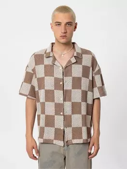 Клетчатая рубашка VAMOS CLO Comfort fit Button Up Shirt Santa Rosa, цвет beige/brown