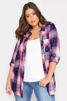 Клетчатая рубашка в стиле бойфренда Yours, фиолетовый