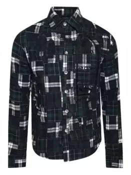 Клетчатая рубашка в технике пэчворк Who Decides War, зеленый