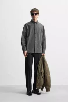 Клетчатая рубашка ZARA, черный