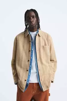 Клетчатая рубашка ZARA, кэмел