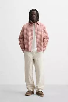 Клетчатая рубашка ZARA, розовый