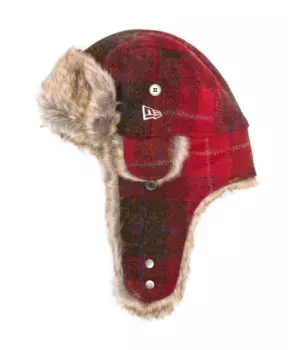 Клетчатая шапка с отделкой из искусственного меха New Era, красный