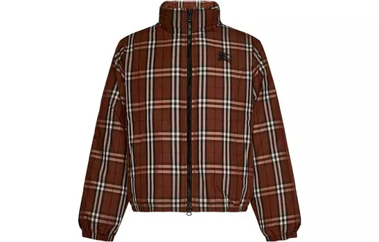 Клетчатая стеганая куртка Burberry, темно-коричневый