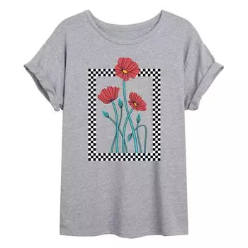 Клетчатая струящаяся футболка Juniors' Poppies Licensed Character