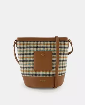 Клетчатая сумка через плечо на молнии Tintoretto, темно коричневый