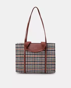 Клетчатая сумка через плечо с магнитом Tintoretto, темно коричневый