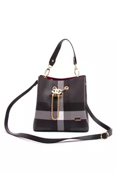 Клетчатая сумка из экокожи Silver&Polo, черный