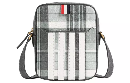 Клетчатая сумка-мессенджер на молнии THOM BROWNE