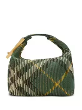 Клетчатая сумка на плечо Peg среднего размера BURBERRY, зеленый
