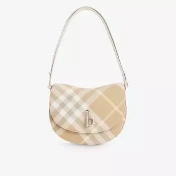 Клетчатая сумка на плечо rocking horse из смесовой шерсти Burberry, цвет flax