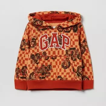 Клетчатая толстовка с принтом и логотипом монстр-трака Gap, красный
