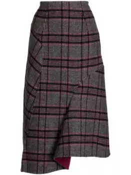 Клетчатая юбка асимметричного кроя JNBY, мультиколор