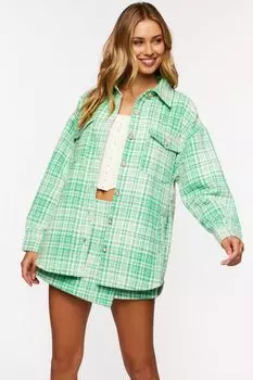 Клетчатая юбка с запахом Forever 21, зеленый