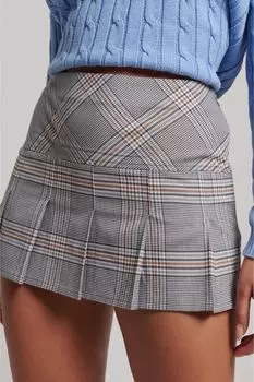 Клетчатая юбка со складками 1/2 Superdry, серый