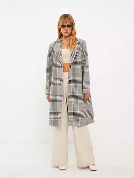 Клетчатая Женская куртка с длинным рукавом и застежкой спереди на пуговицах LCWAIKIKI Classic