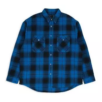 КЛЕТЧАТАЯ ФЛАНЕЛЕВАЯ РУБАШКА LS СИНИЕ ПОВСЕДНЕВНЫЕ РУБАШКИ НА ПУГОВИЦАХ Purple Brand