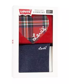 Клетчатое боди и леггинсы для маленьких девочек, подарочный набор из 2 предметов Levi's, мультиколор