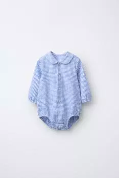Клетчатое боди ZARA, цвет Blue/White